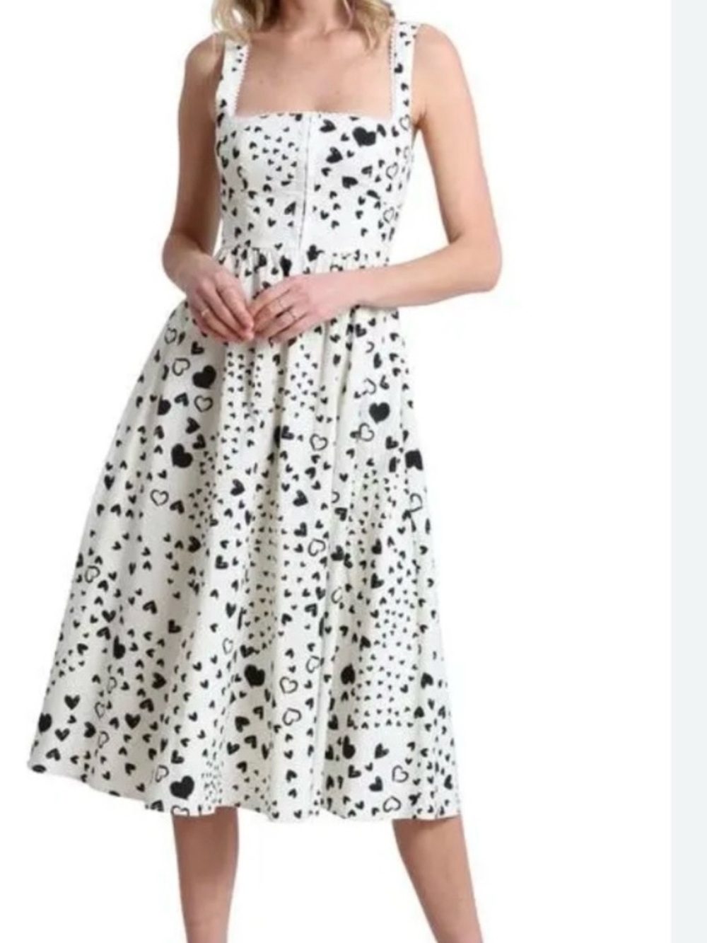 Avec Les Filles Swirl Hearts Midi Sundress Size 4